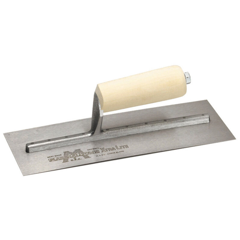 Marshalltown 12  11" x 4-1/2" Curved Blade Drywall Trowel with Straight Wood Handle (12612)