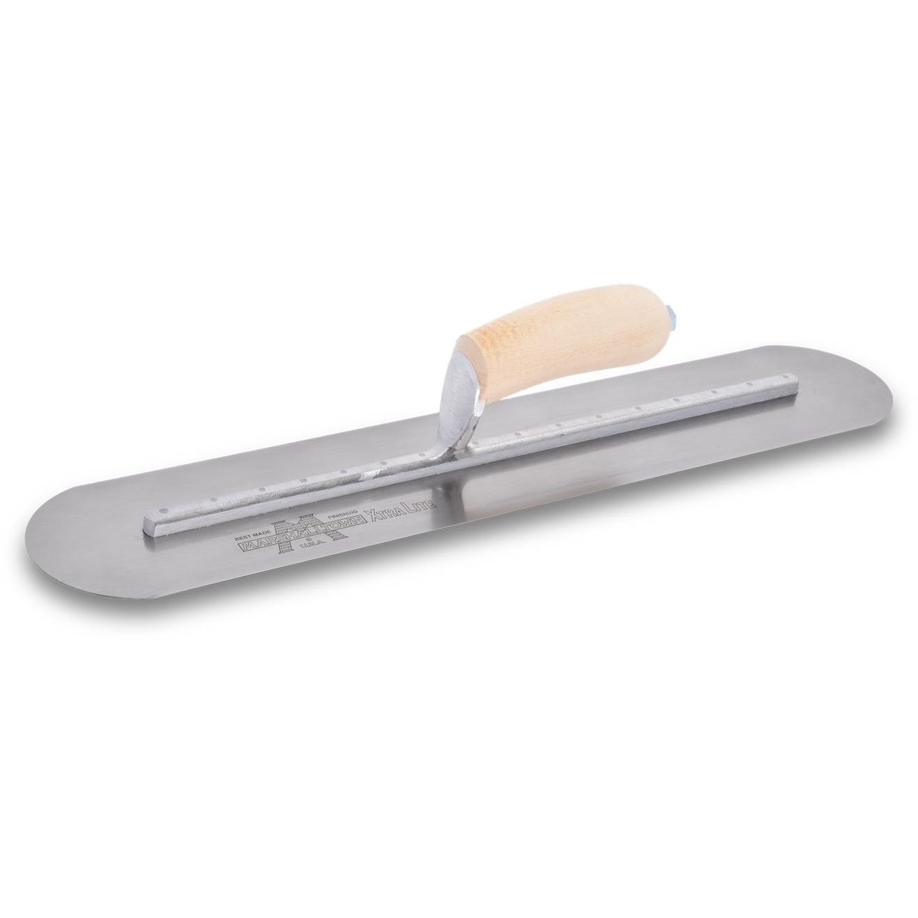 Marshalltown MXS81FR  Fully Rounded 18" x 4" Finishing Trowel with Wood Handle (13524)