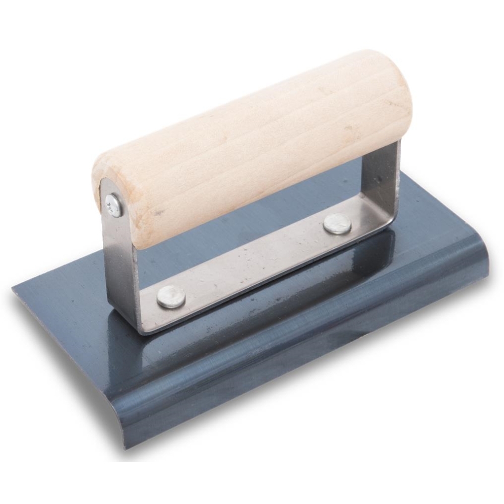 QLT by Marshalltown CE552B  Blue Steel 6" x 3" Hand Edger with 3/8" Radius and 1/2" Lip - Wood Handle (13964)