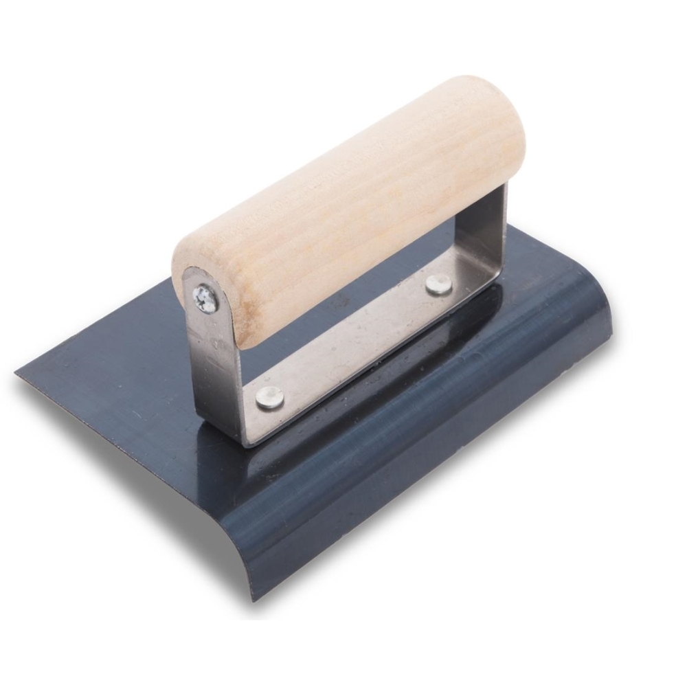 QLT by Marshalltown CE556B  Blue Steel 6" x 4" Hand Edger with 3/8" Radius and 1/2" Lip - Wood Handle (13972)