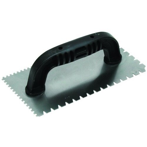 QLT by Marshalltown  238  9" x 4" Double Notched Trowel with 1/8" U-Shaped and 3/16" x 1/4" x 5/16" Flat V Notches (16238)