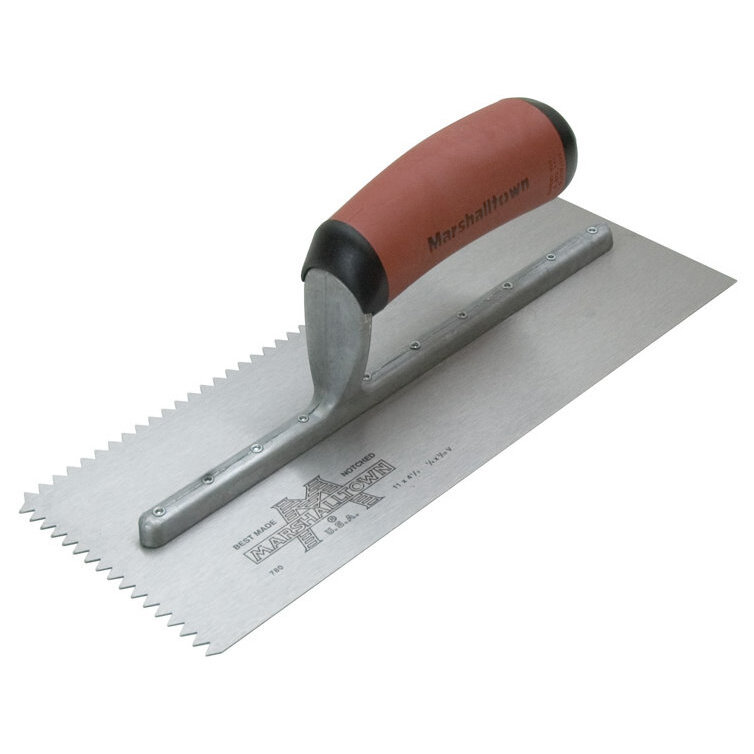 Marshalltown 780SD 11" x 4-1/2" Notched Trowel with DuraSoft Handle - 1/4" x 3/16" 'V' Notched (15808) Marshalltown 780SD 11" x 4-1/2" Notched Trowel with DuraSoft Handle - 1/4" x 3/16" 'V' Notched (15808)
