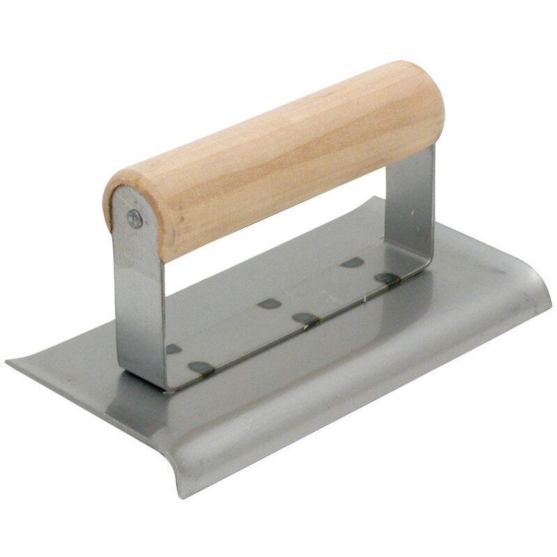 QLT by Marshalltown 92 6" x 2-3/4" Curved Ends Concrete Edger with Wood Handle - 3/8" Radius, 1/2" Lip (16492) QLT by Marshalltown 92 6" x 2-3/4" Curved Ends Concrete Edger with Wood Handle - 3/8" Radius, 1/2" Lip (16492)