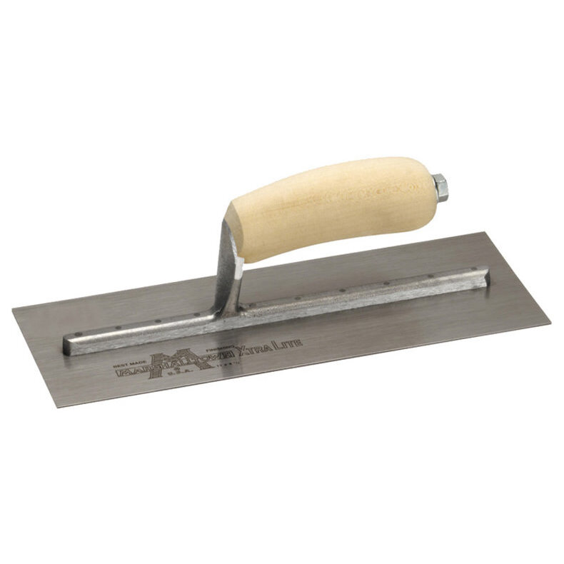 Marshalltown MXS62  12" x 4" Xtralite Finishing Trowel with Curved Wood Handle (13208)