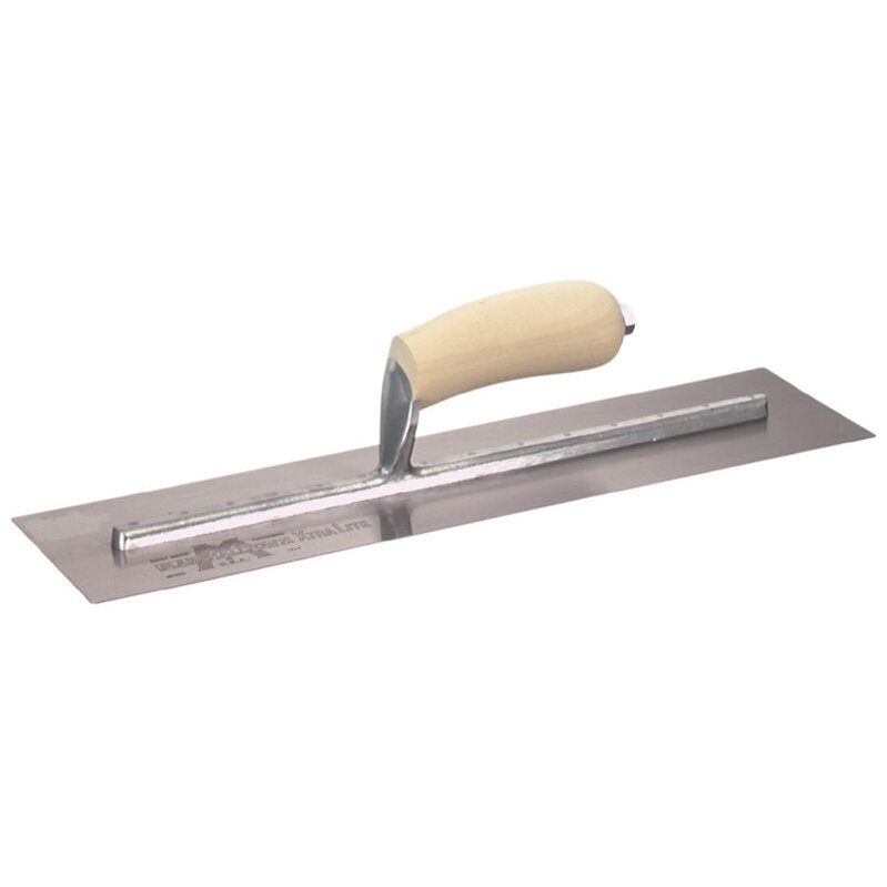 Marshalltown MXS66  16" x 4" Xtralite Finishing Trowel with Curved Wood Handle (13248)