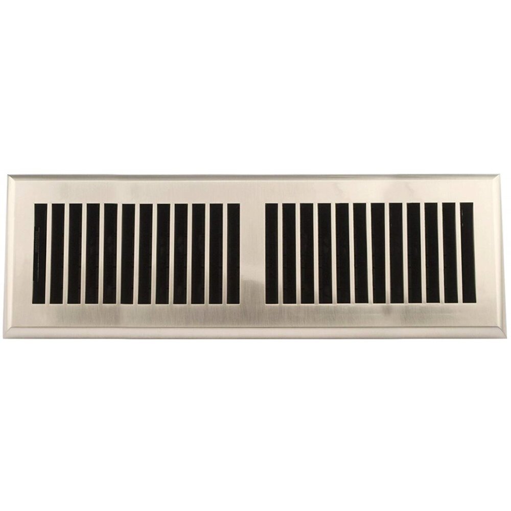 Accord APFRSNL414  Satin Nickel Finish Plastic Floor Register with Louvered Design for 4" x 14" Duct Opening