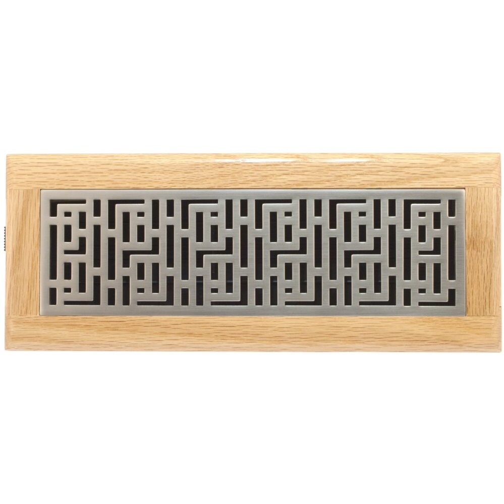 Accord GFOSN412 Satin Nickel with Oak Frame Floor Register in a Forte Design for 4" x 12" Duct Opening Accord GFOSN412 Satin Nickel with Oak Frame Floor Register in a Forte Design for 4" x 12" Duct Opening