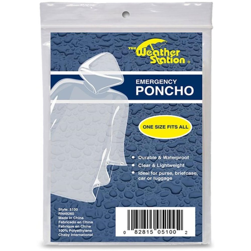 Weather Station 5100  Emergency Ponchos - Clear
