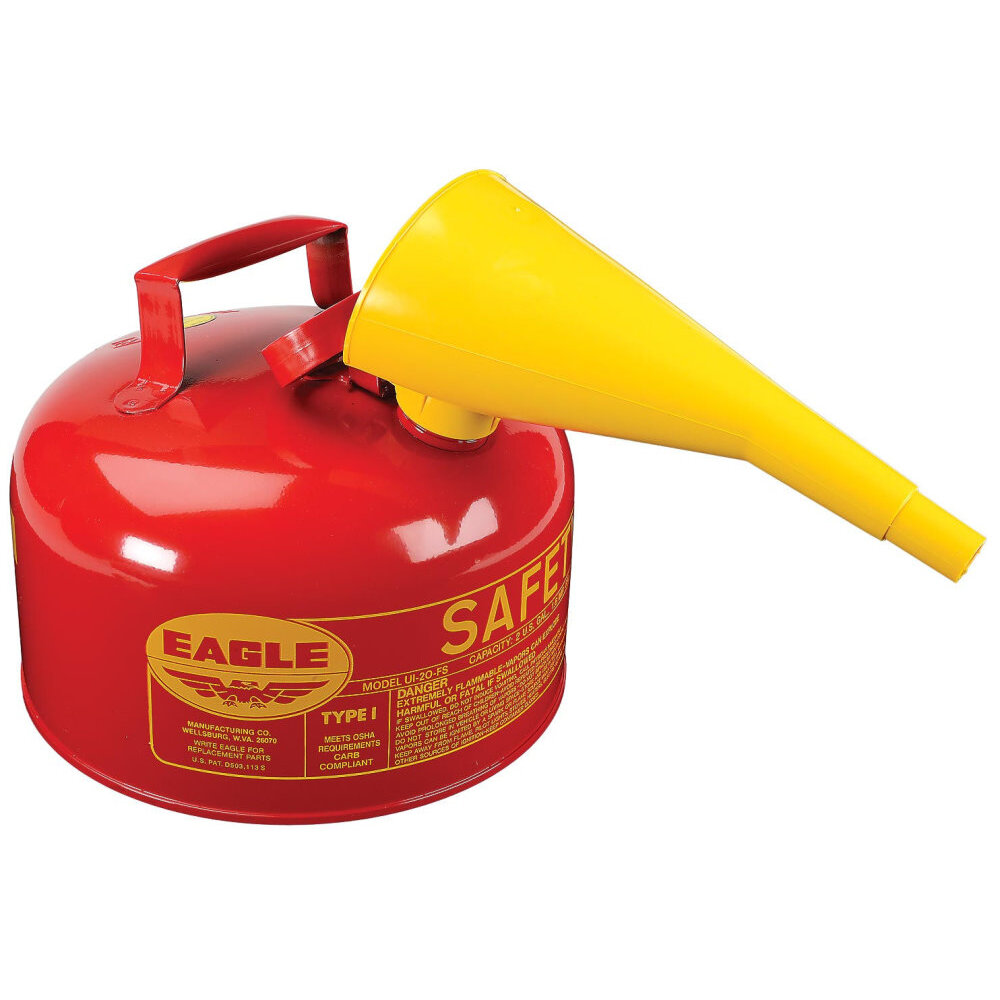 Eagle UI20FS 2 Gallon Type I Metal Safety Gas Can - Red with F15 Funnel Eagle UI20FS 2 Gallon Type I Metal Safety Gas Can - Red with F15 Funnel