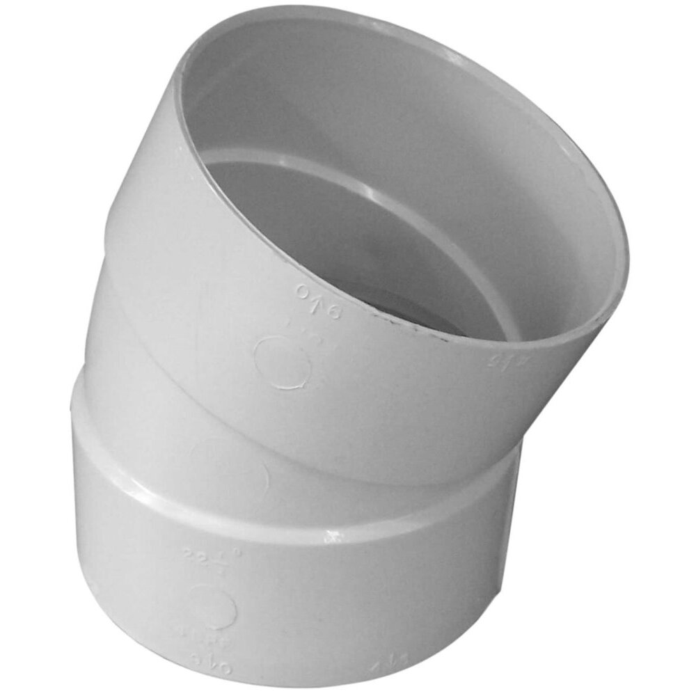 Genova Products Products 40840  4" Sewer and Drain PVC 22-1/2 Degree Elbow (Hub x Hub)