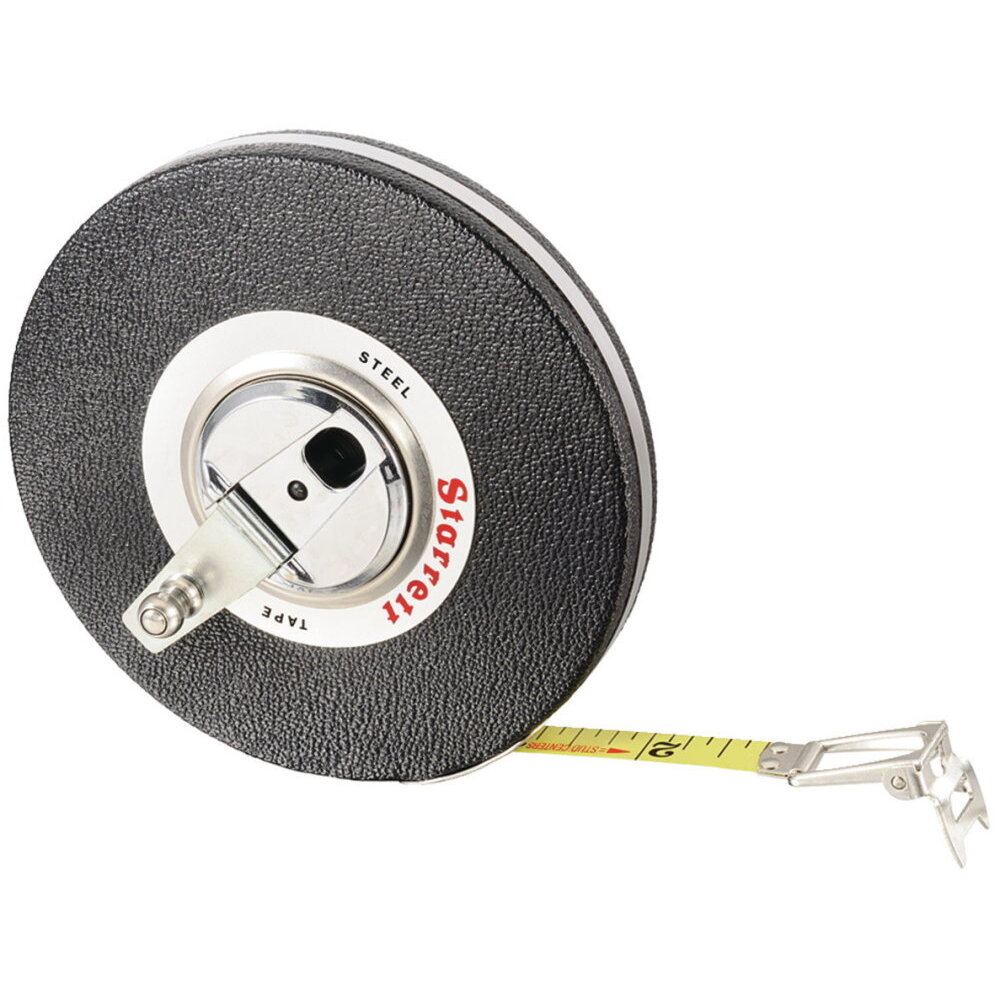 Starrett 530-100  3/8" x 100' Closed Reel Steel Long Tape Measure with Steel Case (65946)