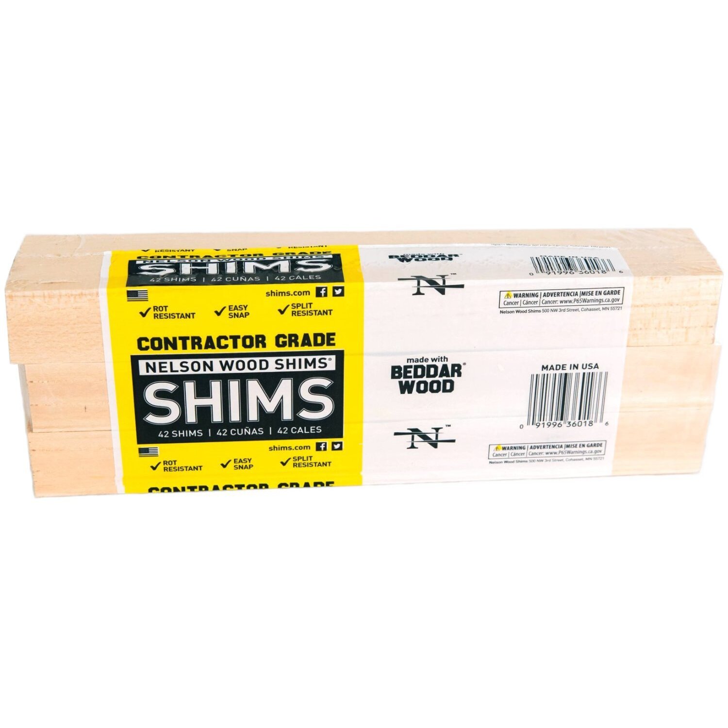 Nelson Wood Shims Contractor Grade 12 Inch Beddar Wood Shims - 42 Shims per Package