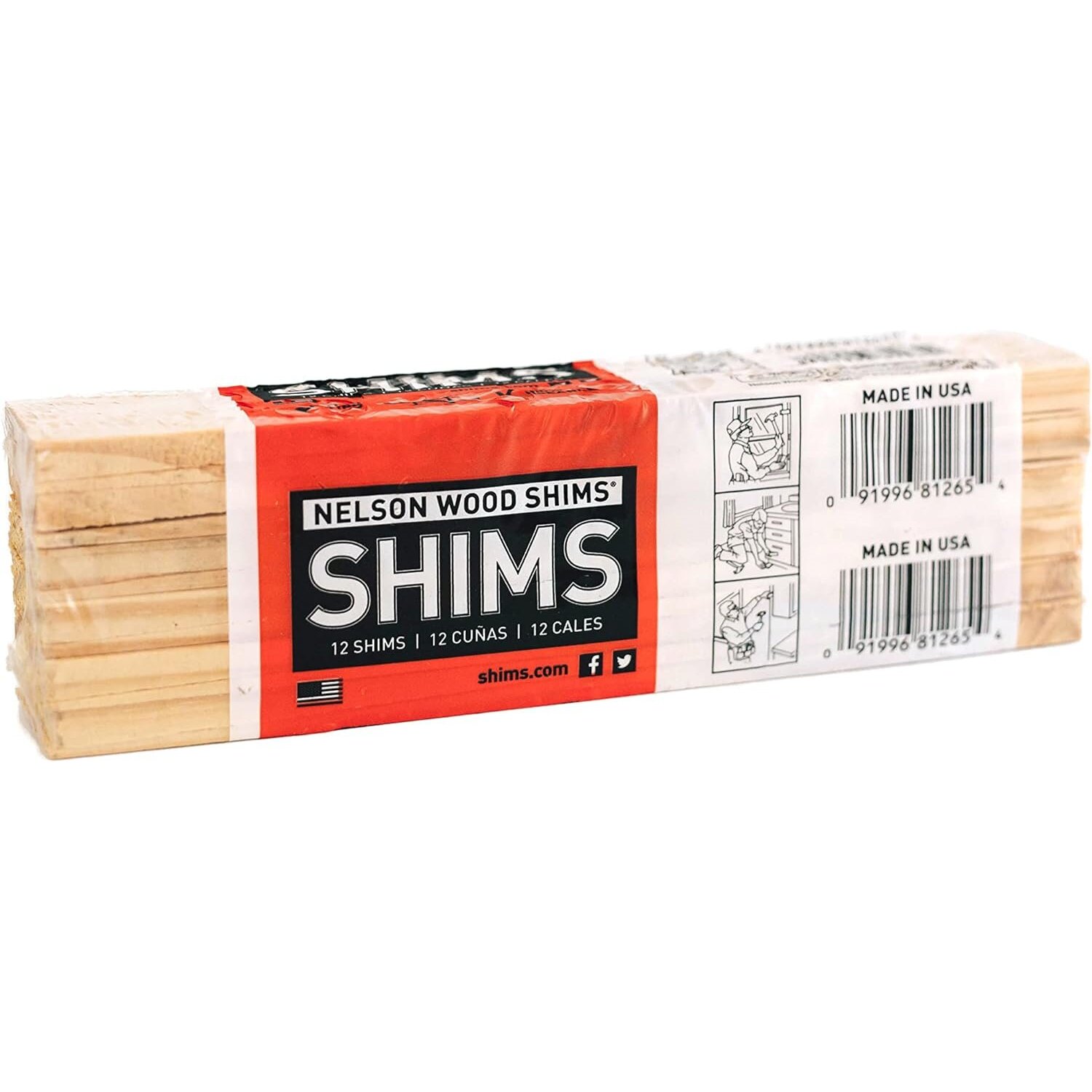 Nelson Wood Shims DIY 8 Inch Wood Shims Bundle - 12 Shims per Package