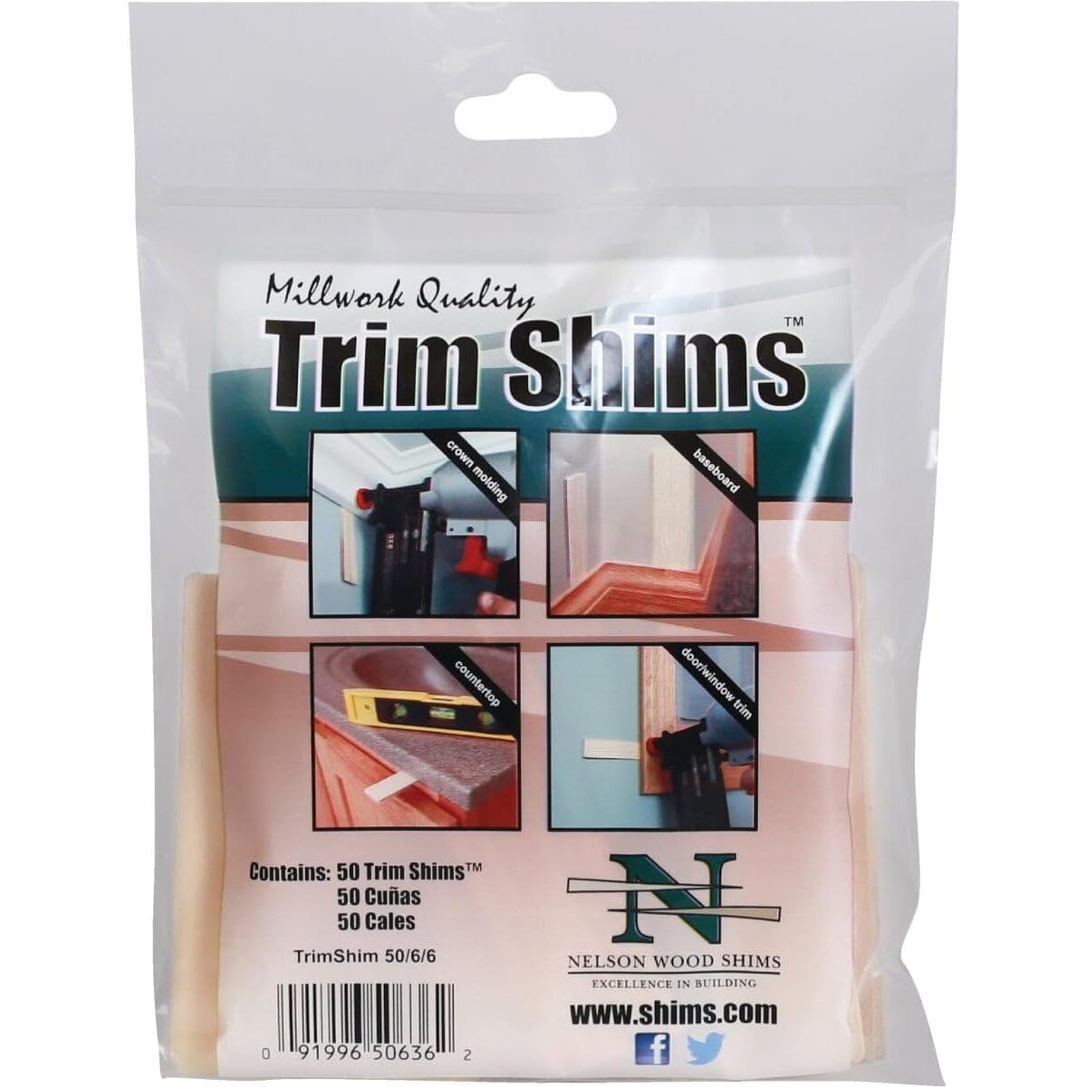 Nelson Wood Shims 3-1/2 Inch Wood Trim Shim - 50 Shims per Bag