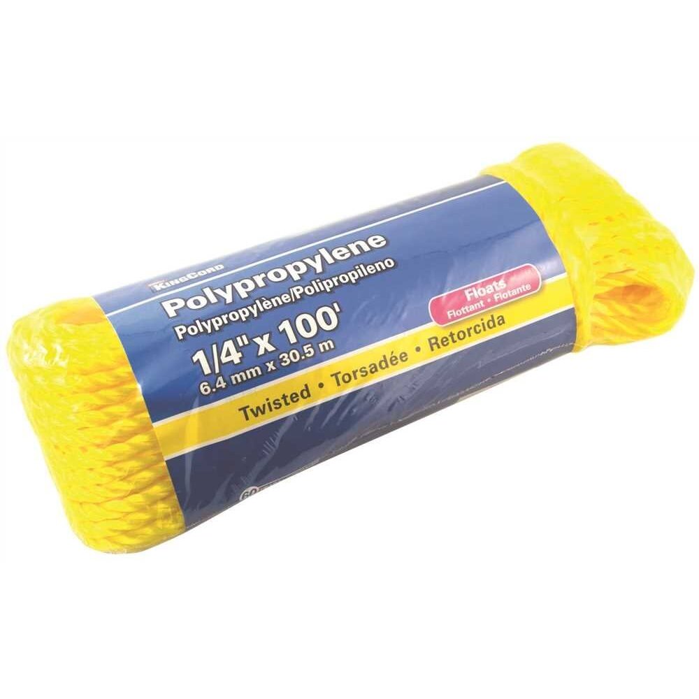 KingCord 300051BGP05  1/4" x 100' Twisted Yellow Polypropylene Rope (2466508)