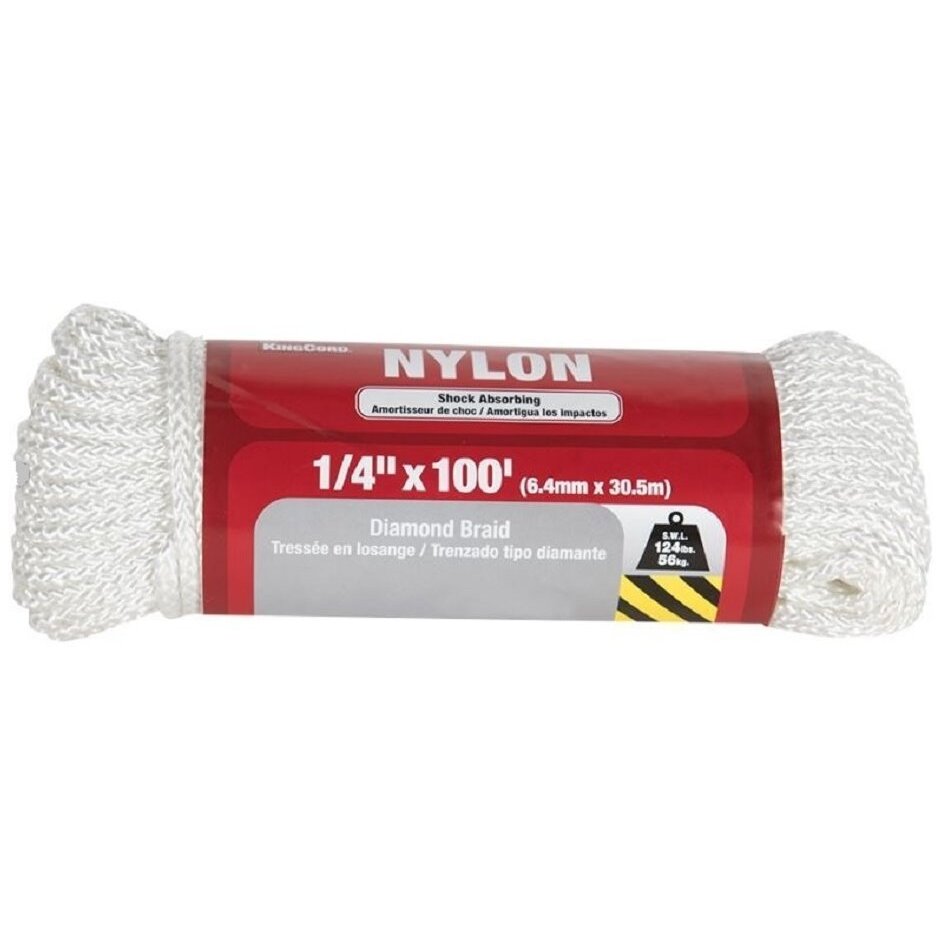 KingsCord 300101BGV1 1/4" x 100' Diamond Braid Nylon Rope KingsCord 300101BGV1 1/4" x 100' Diamond Braid Nylon Rope