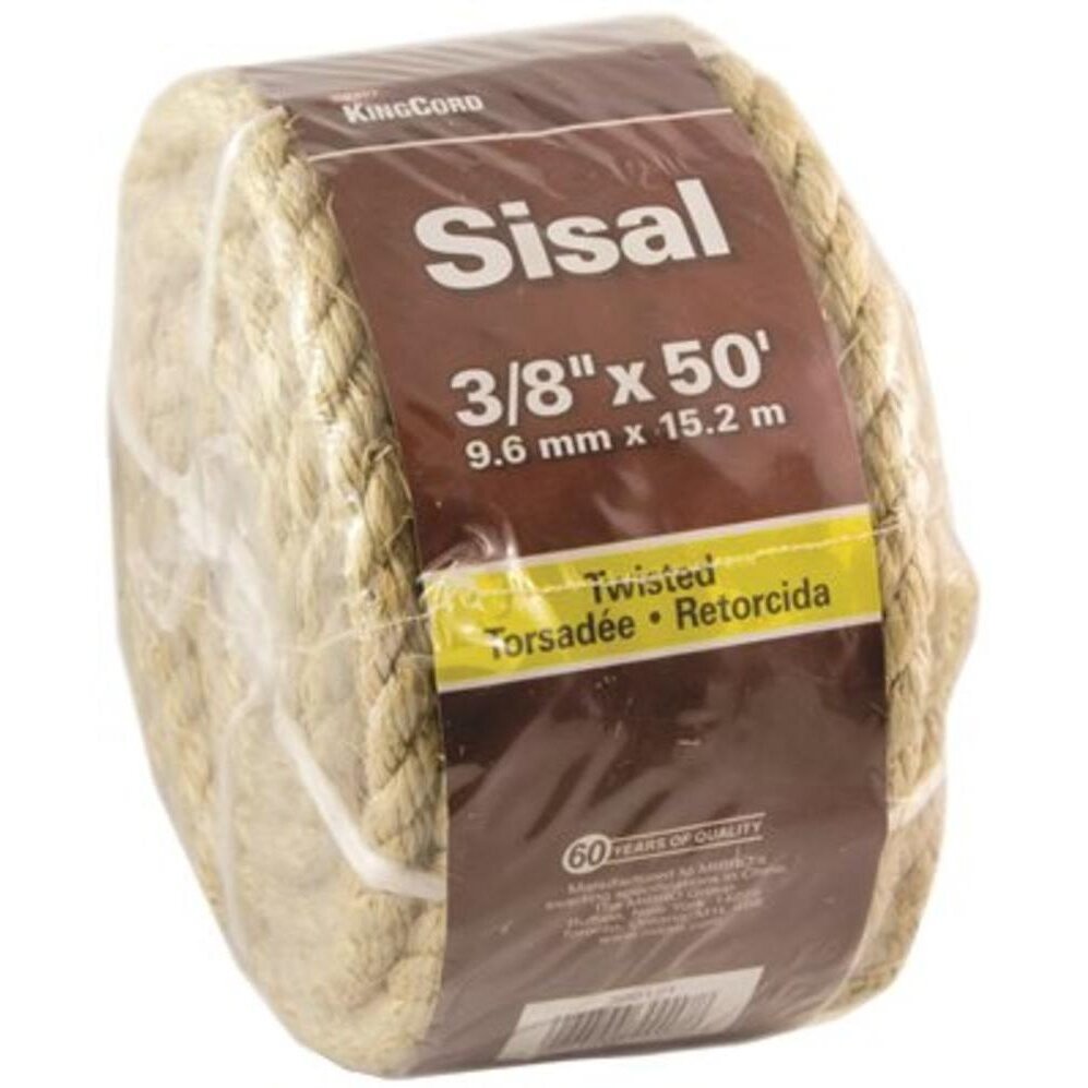 KingsCord 300171BGV1  3/8" x 50' Natural Sisal Twisted Rope (2466514)