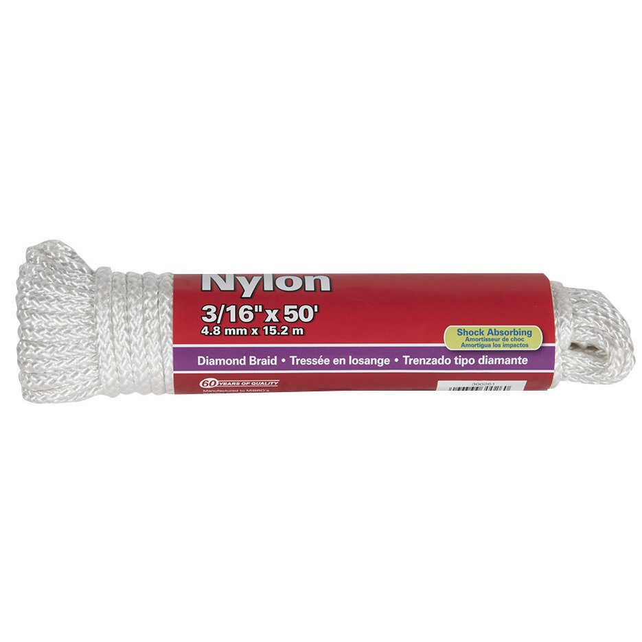 KingsCord 300261BGTV1 3/16" x 50' Diamond Braid Nylon Rope KingsCord 300261BGTV1 3/16" x 50' Diamond Braid Nylon Rope