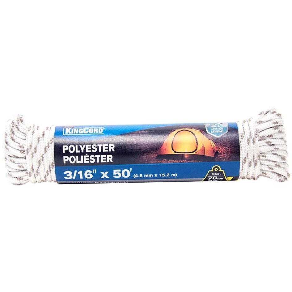 KingsCord 300361V1 3/16" x 50' Diamond Braid Polyester Rope KingsCord 300361V1 3/16" x 50' Diamond Braid Polyester Rope