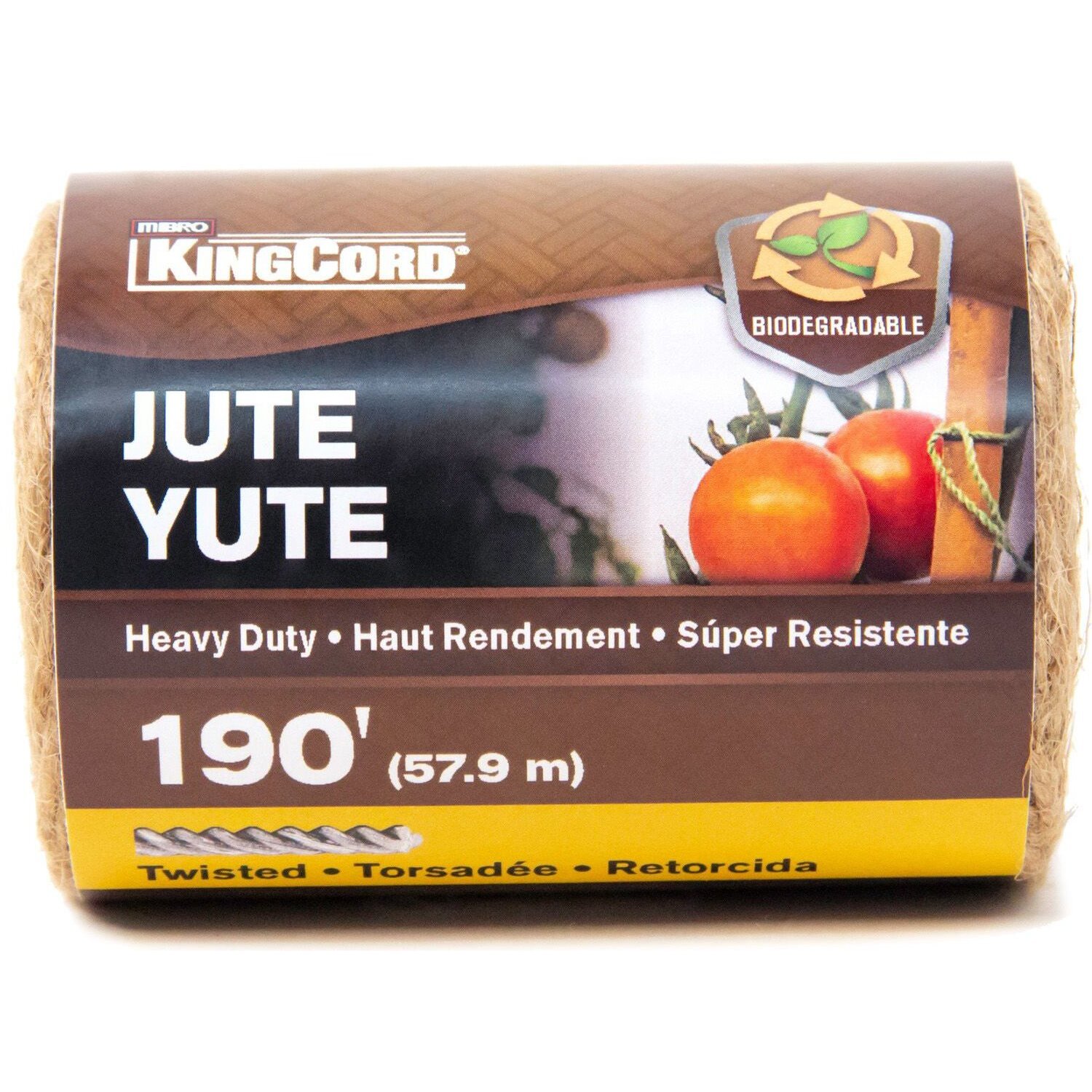 KingCord 302071BGP12  190' Jute Yute Twine Heavy Duty Natural