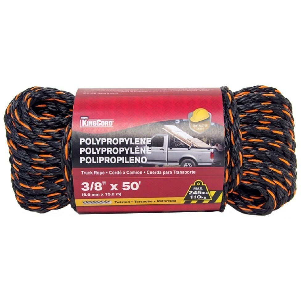 KingCord 302111BGV1  3/8" x 50' Twisted Polypropylene Truck Rope