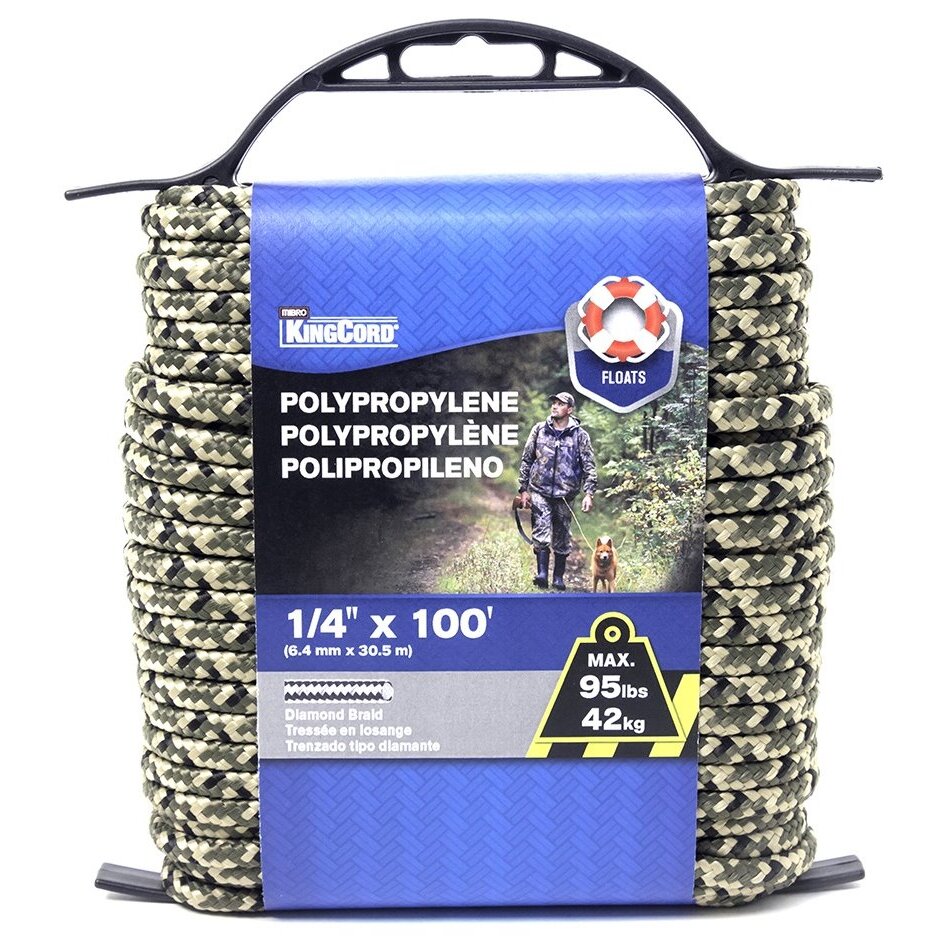 KingCord 302311BGV1  1/4" x 100' Polypropylene Camo Open Field Rope