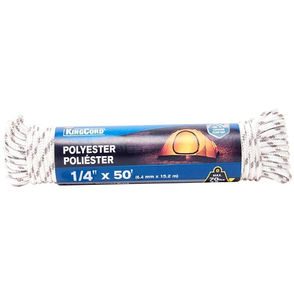 KingCord 303271BGT 1/4" x 50' Polyester Diamond Braid Rope KingCord 303271BGT 1/4" x 50' Polyester Diamond Braid Rope
