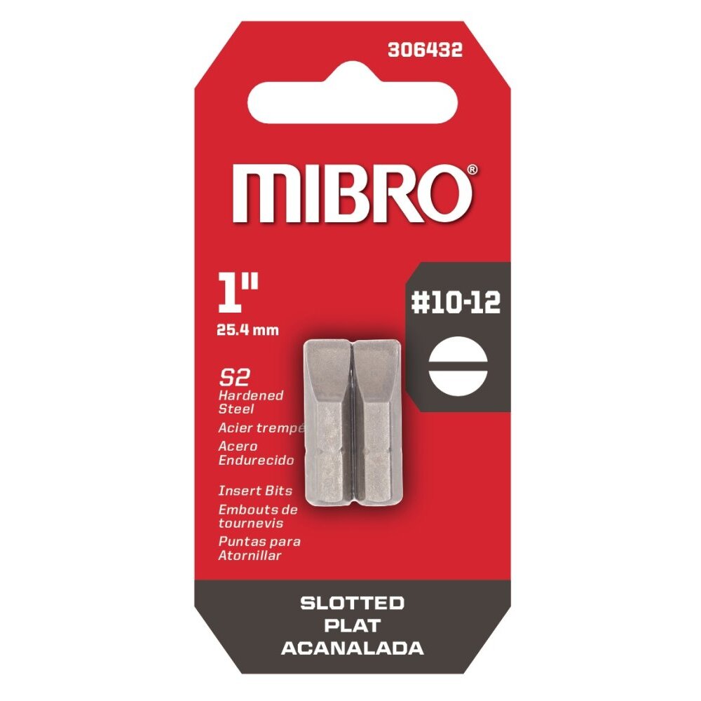 Mibro 306432  #10-12 Slotted Insert Bits - 2 per Card