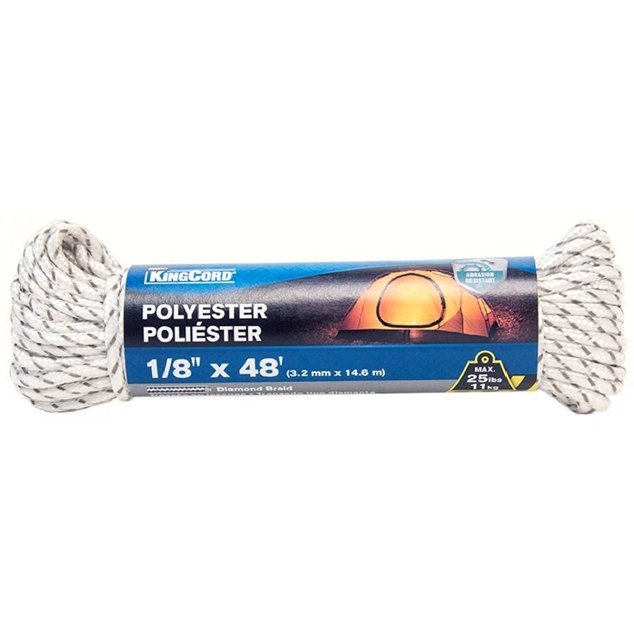 KinCord 308251BGV1 1/8" x 48' Diamond Braid Polyester Rope KinCord 308251BGV1 1/8" x 48' Diamond Braid Polyester Rope