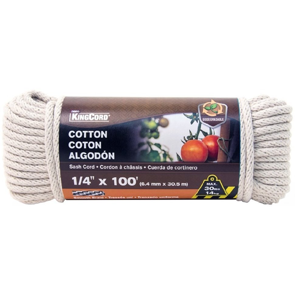 KingCord 308661BGV1  1/4" x 100' Cotton Smooth Braid Sash Cord
