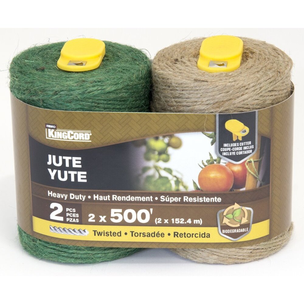 KingCord 310121BG  #24 x 500' 3-Ply Jute Twine with Cutter - 2 pack