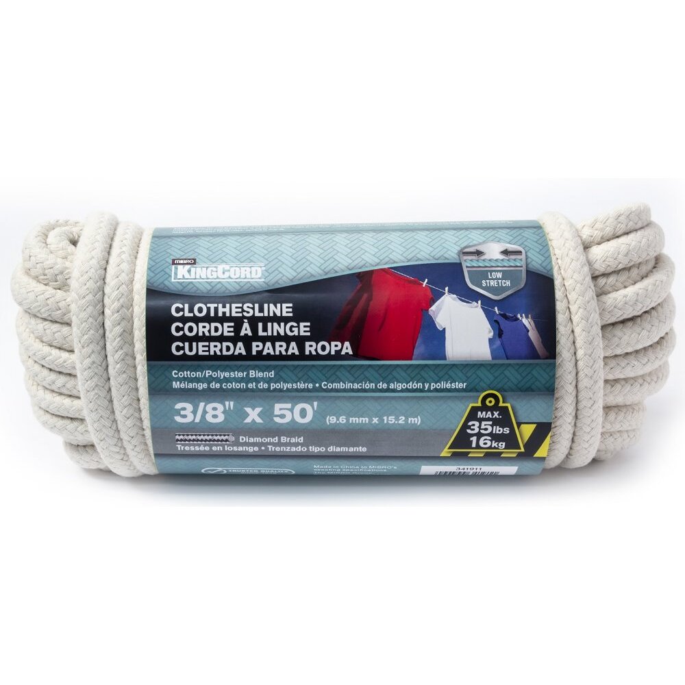KingCord 341911BG 3/8" x 50' Cotton/Poly Diamond Braid Clothesline KingCord 341911BG 3/8" x 50' Cotton/Poly Diamond Braid Clothesline