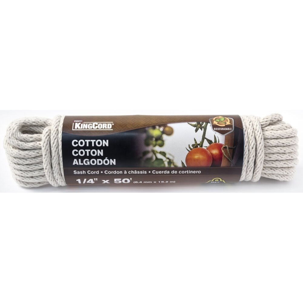 KingCord 342031BG  1/4" x 50' Cotton Smooth Braid Natural Rope
