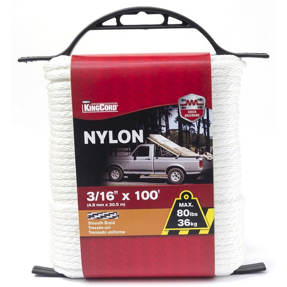 KingCord 342181BG  3/16" x 100' Nylon Smooth Braid Rope