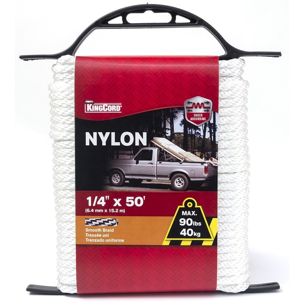 KingCord 342191BG 1/4" x 50' Nylon Smooth Braid Rope KingCord 342191BG 1/4" x 50' Nylon Smooth Braid Rope