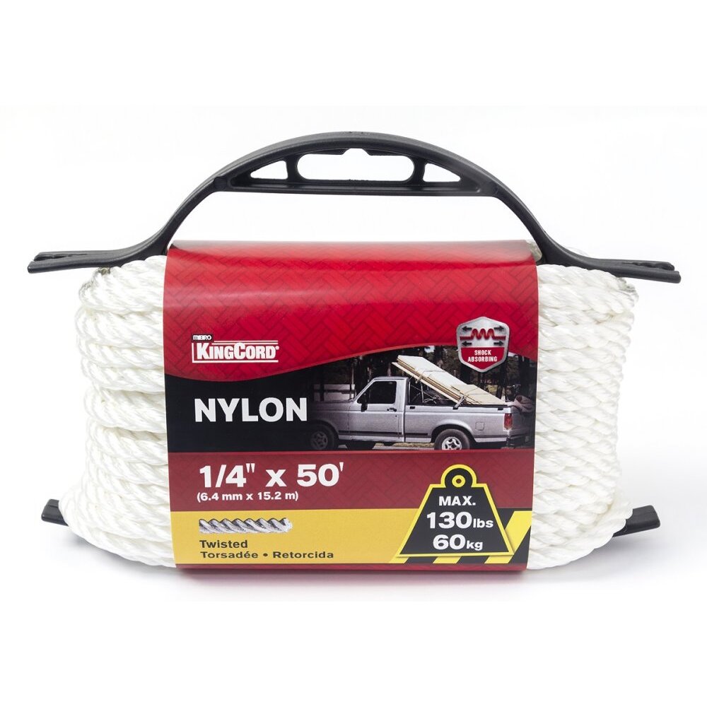 KingCord 342241BG  1/4" x 50' Nylon Twisted White Rope