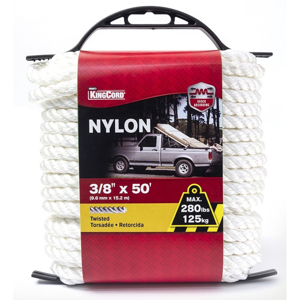 KingCord 342261BG 3/8" x 50' Nylon Twisted White Rope KingCord 342261BG 3/8" x 50' Nylon Twisted White Rope