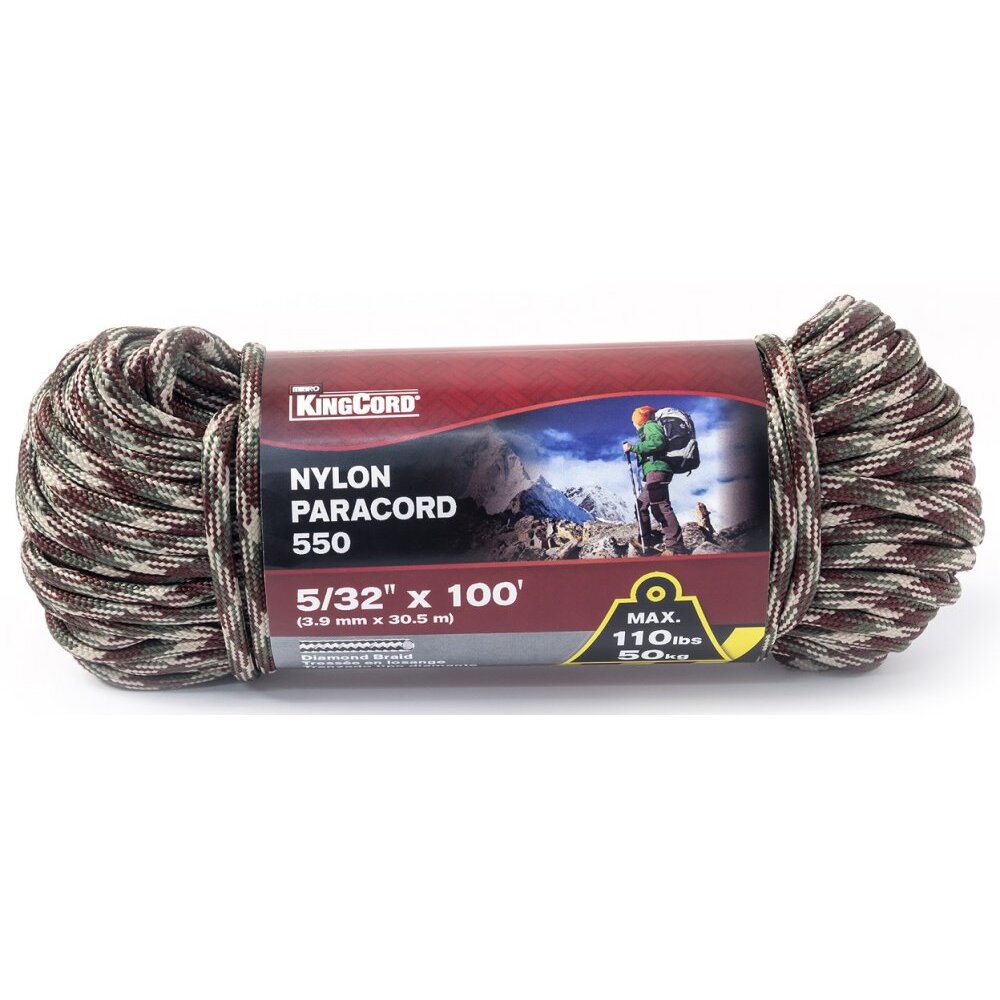 KingCord 342701BG 5/32" x 100' Nylon 550 Camo Paracord KingCord 342701BG 5/32" x 100' Nylon 550 Camo Paracord