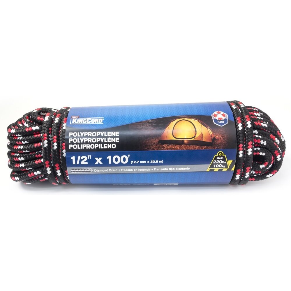KingCord 342891BG 1/2" x 100' Polypropylene Diamond Braid Rope KingCord 342891BG 1/2" x 100' Polypropylene Diamond Braid Rope