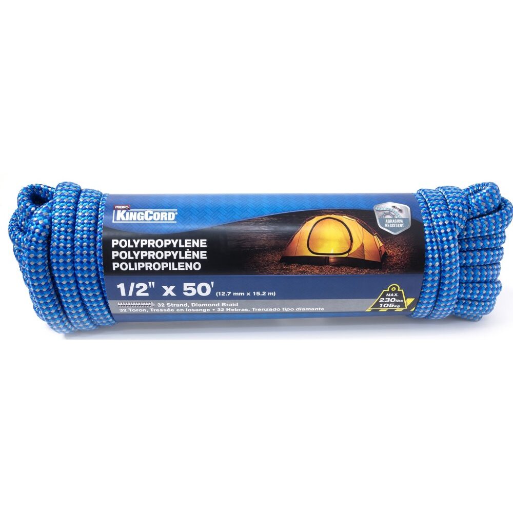 KingCord 342921BG 1/2" x 50' Polypropylene Steel Color 32-Strands Rope Poly KingCord 342921BG 1/2" x 50' Polypropylene Steel Color 32-Strands Rope Poly