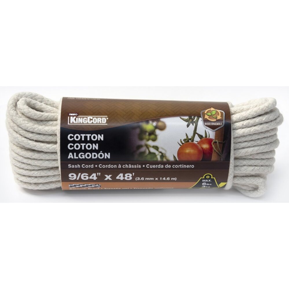 KingCord 343981BG 9/64" x 48' Natural Cotton Cord KingCord 343981BG 9/64" x 48' Natural Cotton Cord