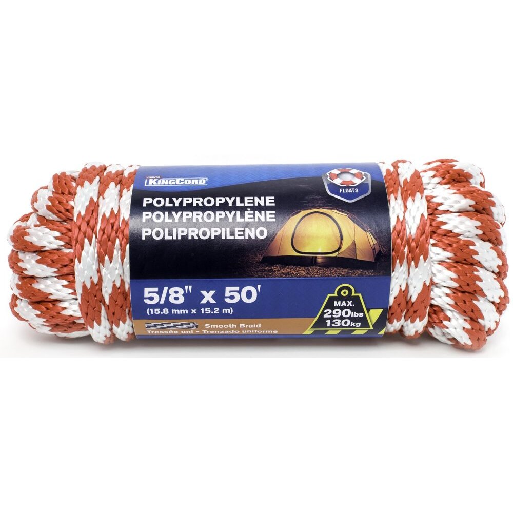 KingCord 344381BG 5/8" x 50' Polypropylene Solid Braid Derby Rope KingCord 344381BG 5/8" x 50' Polypropylene Solid Braid Derby Rope