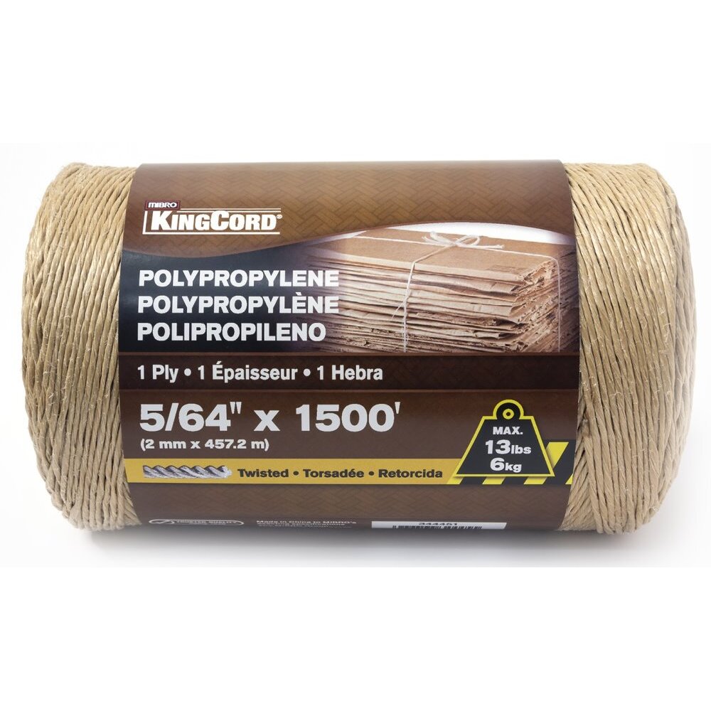 KingCord 344451BG  5/64" x 1500' Twist Split Brown Twine 1Ply