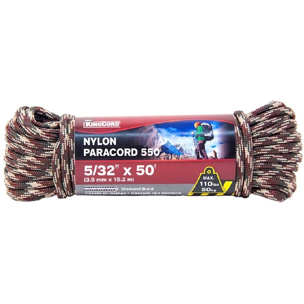 KingCord 448701BGV1  5/32" x 50' Diamond Braid Camo Nylon Paracord 550