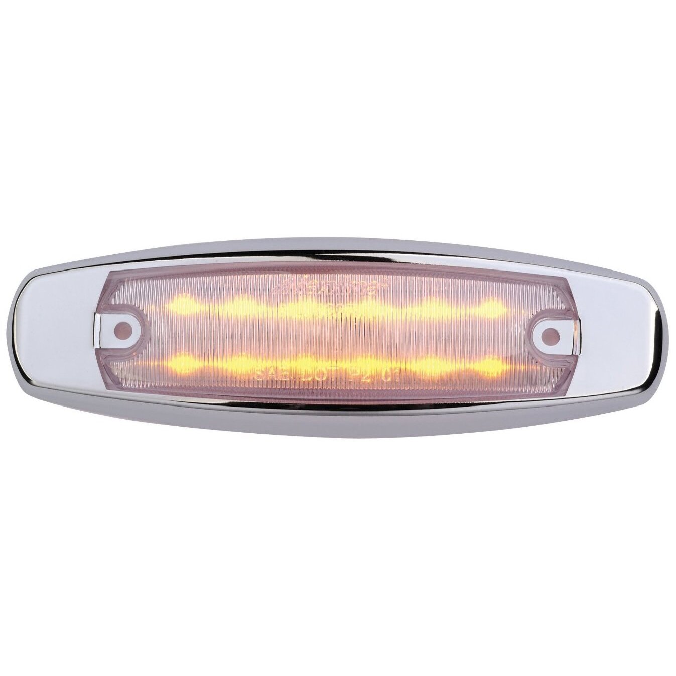 Maxxima M20332YCL  6" Clear Lens Amber Clearance Marker Light "Peterbilt Style" Stainless Steel Bezel 12 LED's