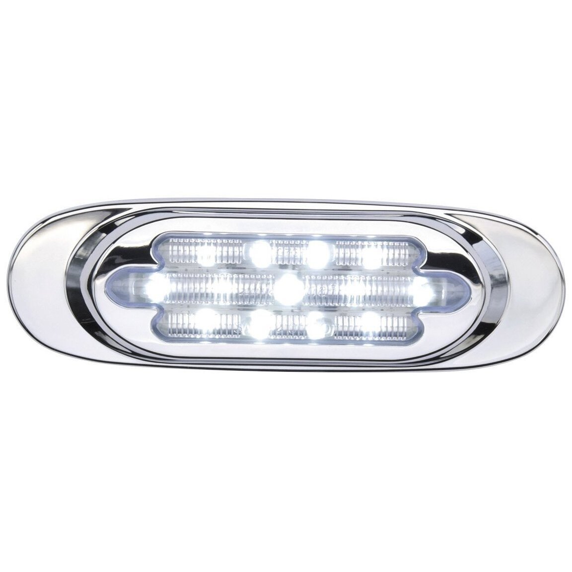 Maxxima M72270WCL Chrome Oval Clear Lens White Interior Courtesy Light 13 LED's Maxxima M72270WCL Chrome Oval Clear Lens White Interior Courtesy Light 13 LED's