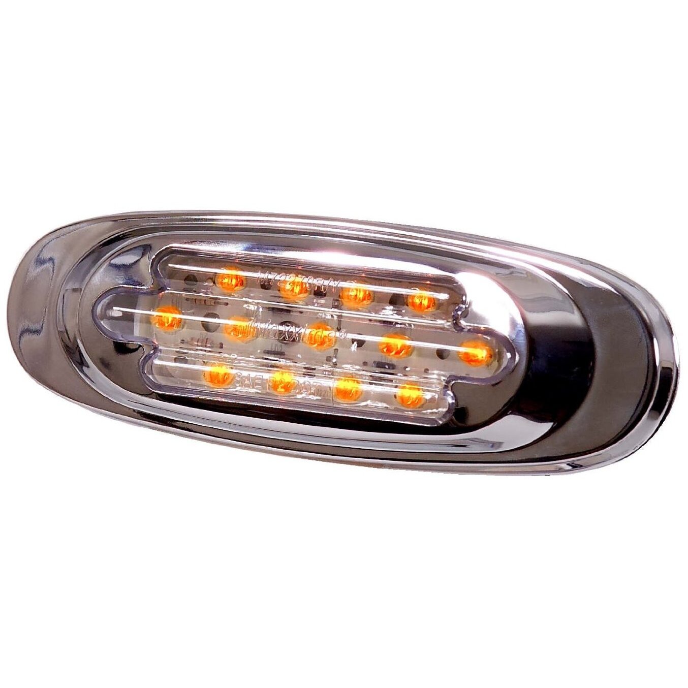 Maxxima M72270YCL  Chrome Oval Clear Lens Amber Clearance Marker Light 13 LED's