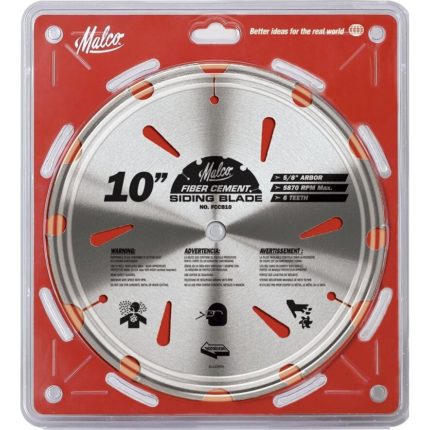 Malco FCCB10  10" Fiber Cement Circular Saw Blade - 6 Teeth