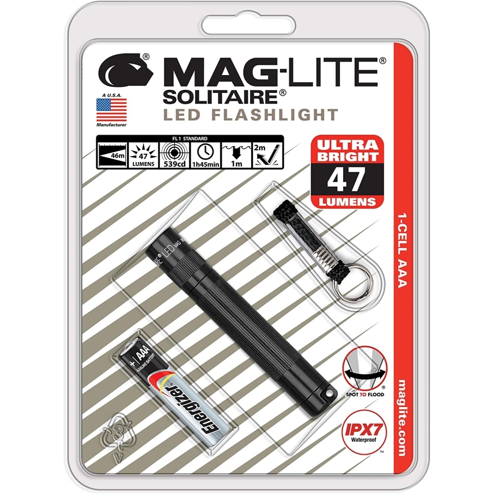 MagLite SJ3A016 Maglite Solitaire LED 1-Cell AAA Flashlight Black MagLite SJ3A016 Maglite Solitaire LED 1-Cell AAA Flashlight Black
