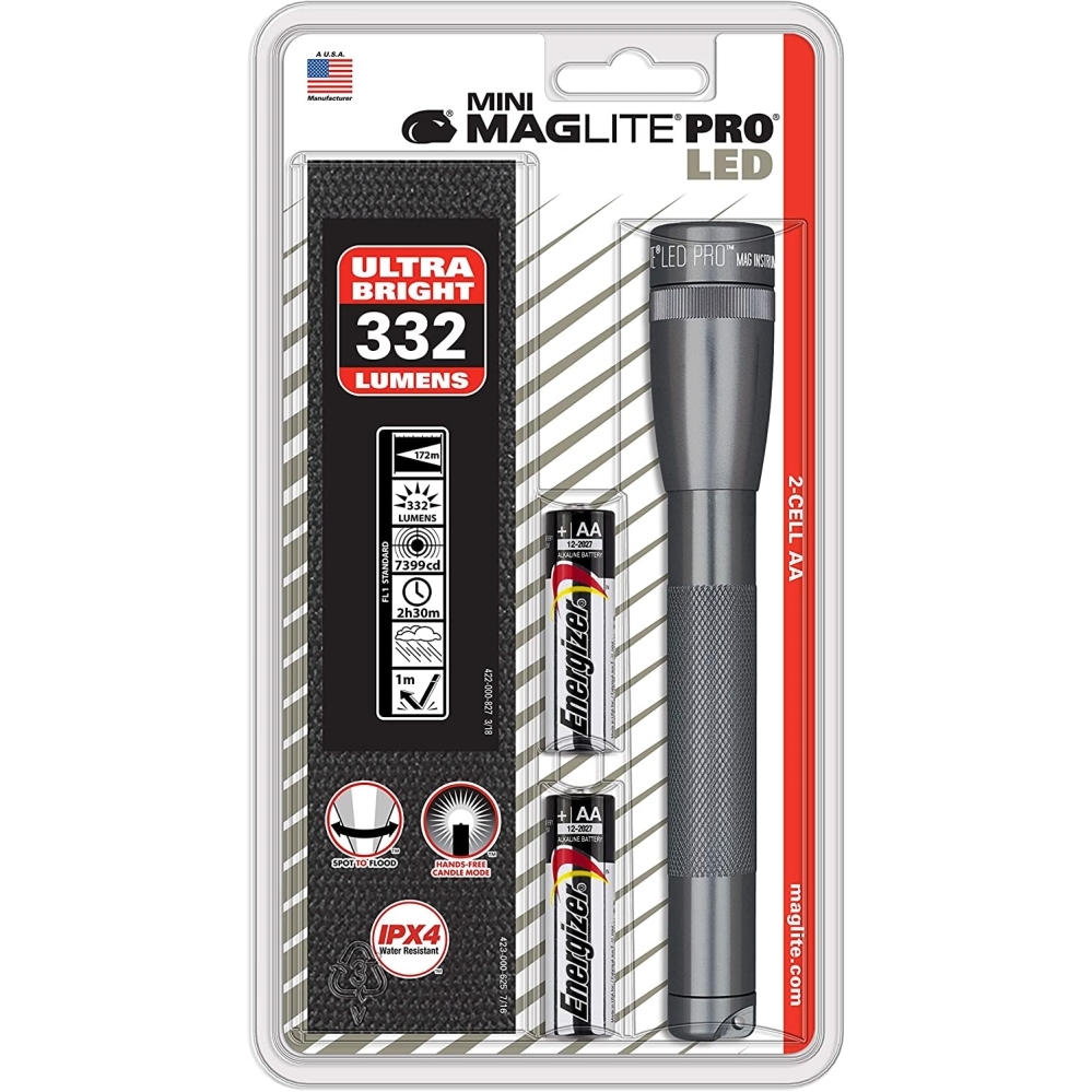 MagLite SP2P09H  Flashlight Maglite Mini Pro LED Gray with Holster